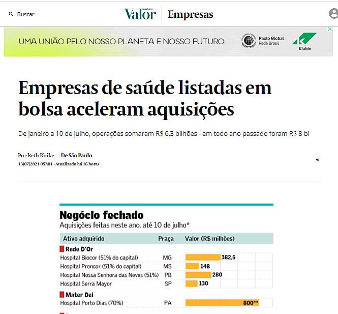 Empresas de sade listadas em bolsa aceleram aquisies